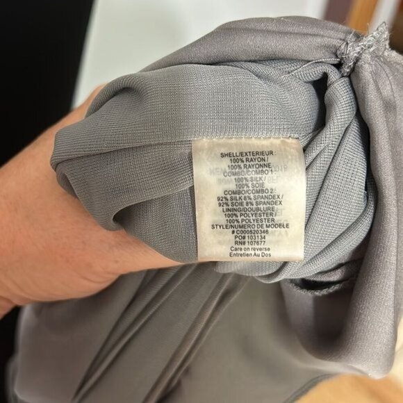 Alice + Olivia Taupe One-Shoulder Draped Mini Dress – Silk Blend Large Gray - Picture 8 of 8